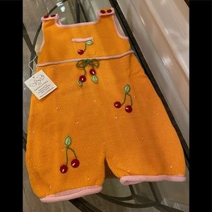 NWT *Zackali 4 Kids* CHERRY Onesie: Hand-Knitted 100% Cotton … Size: 2